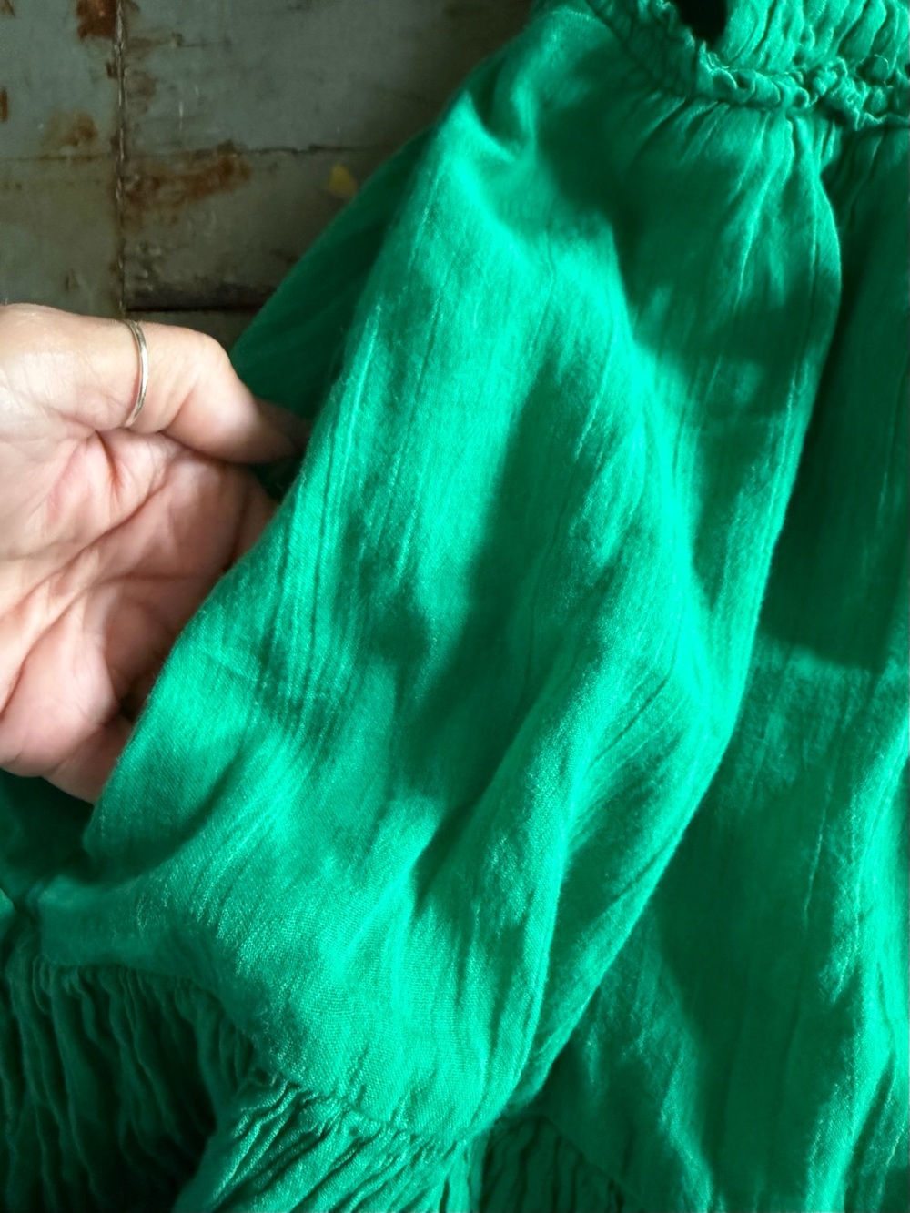 Free People Green Taking Sides Mini Dress with Pockets - Picture 2 of 11